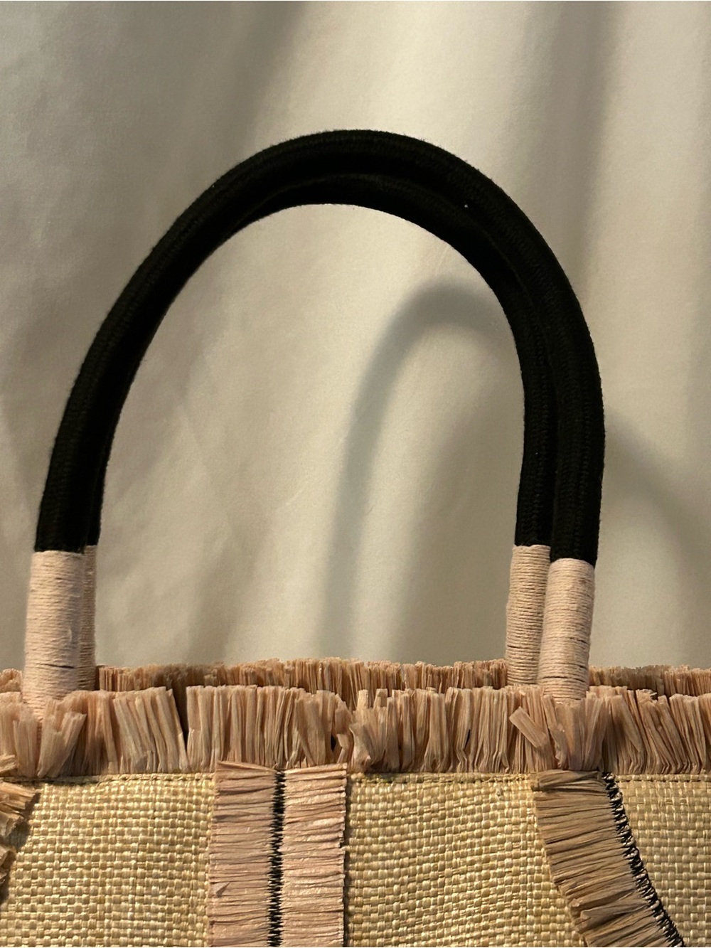 Woven Straw Tote with Tropical Embroidery - Beige - Picture 3 of 5